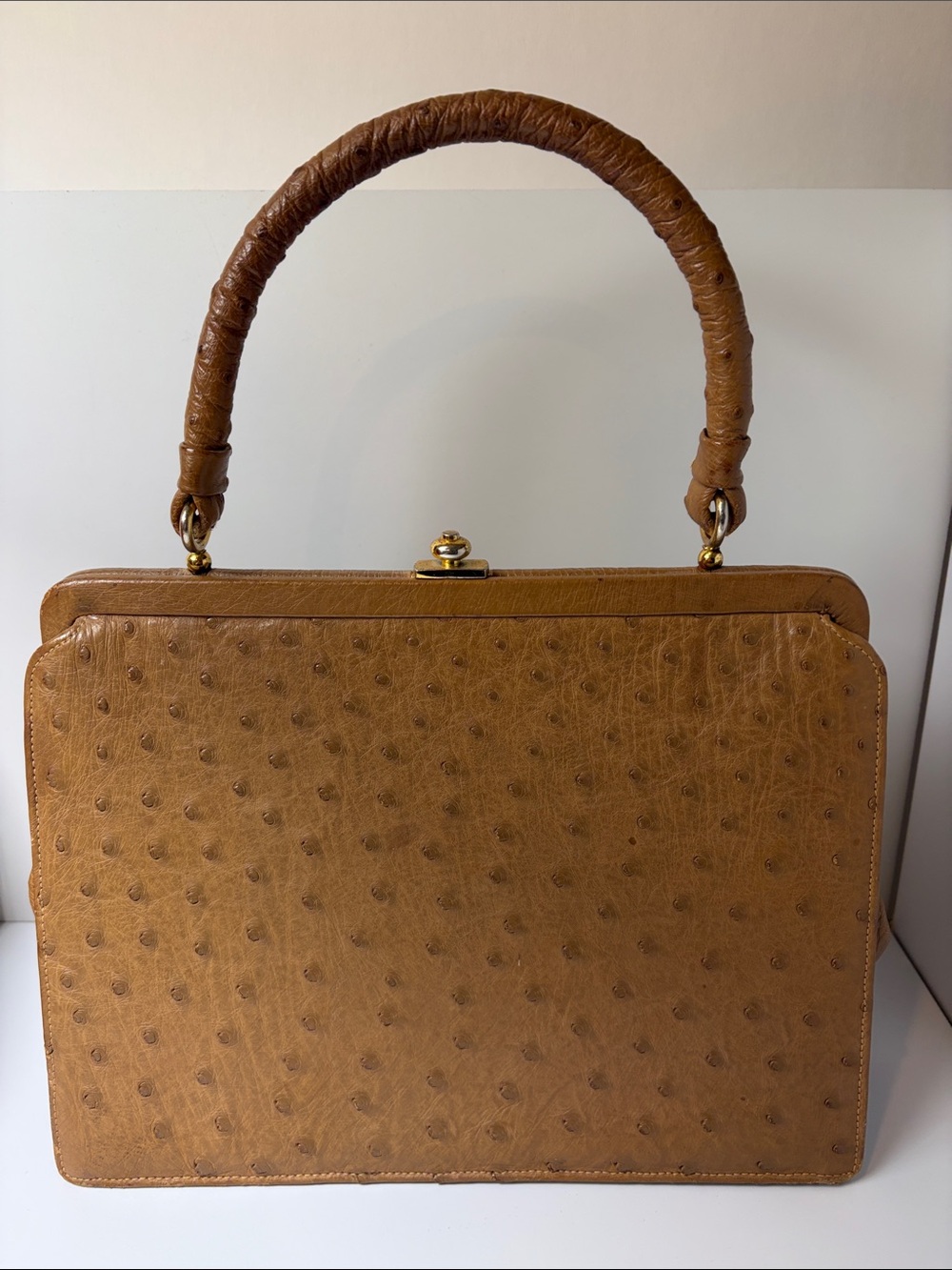 Vintage Ostrich Top-Handle Satchel with French purse included